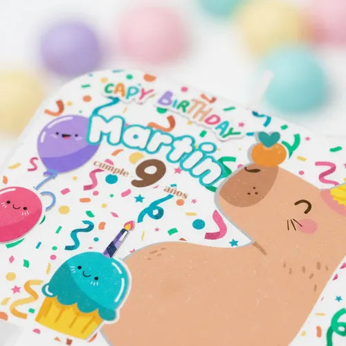 Vela De Cumpleaños Capibara Personalizada Niños Niñas