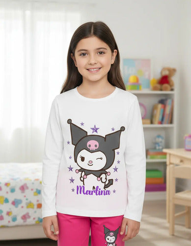 Pijama Largo Kuromi  Niñas Personalizado Algodon