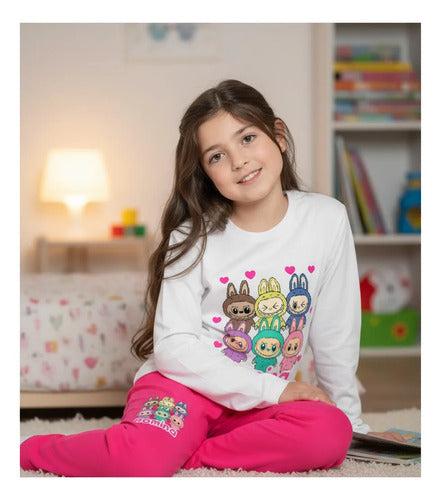 Pijama Largo Labubu Niñas Personalizado Algodon