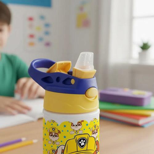 Botella Agua Colegio Rubble Paw Patrol Personalizada Niños Blanco