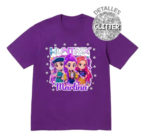 Polera Huntrix Demon Hunter K Pop Personalizada Niñas