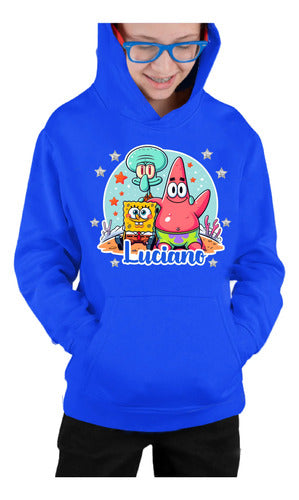 Polerón Canguro Bob Esponja Y Patricio Personalizado Niños