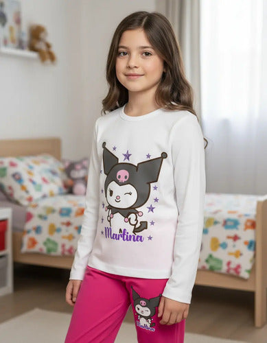 Pijama Largo Kuromi  Niñas Personalizado Algodon