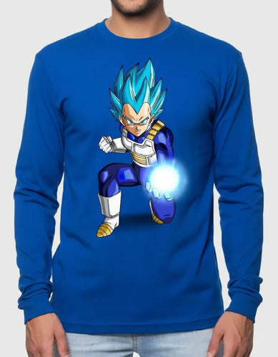 Polera Manga Larga Algodón Niños Vegeta Dragon Ball