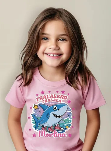 Polera Tralalero Tralala Niñas Personalizada Algodón 100%