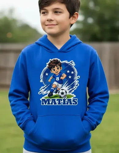 Polerón Canguro Futbol Niño Personalizado Nombre Numero