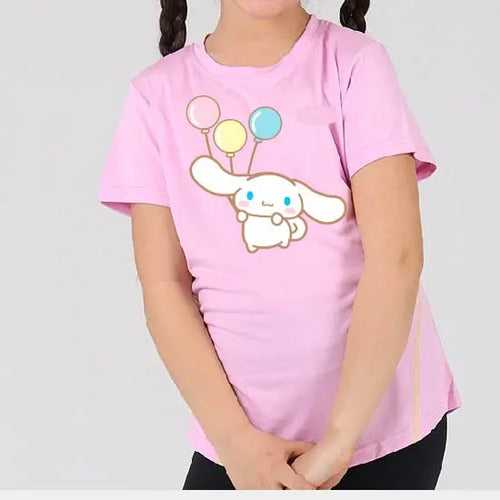 Polera Color Algodón 100% Niñas Cinnamoroll Globos