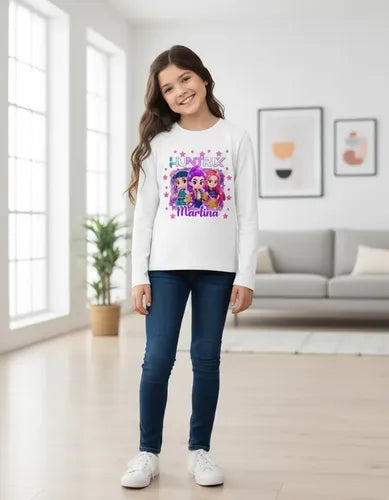 Polera Larga Huntrix Demon Hunters K Pop Personalizada Niñas