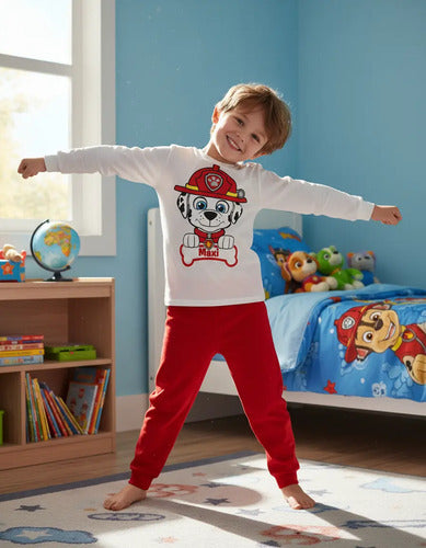 Pijama Largo Marshall Paw Patrol Niños Algodón Personalizado