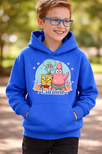 Polerón Canguro Bob Esponja Y Patricio Personalizado Niños