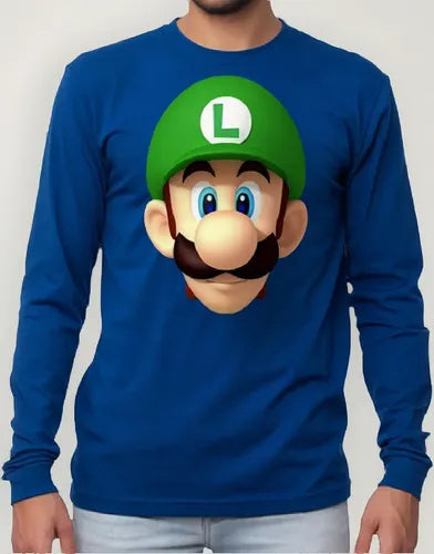 Polera Manga Larga Algodón Niños Luigi Bros