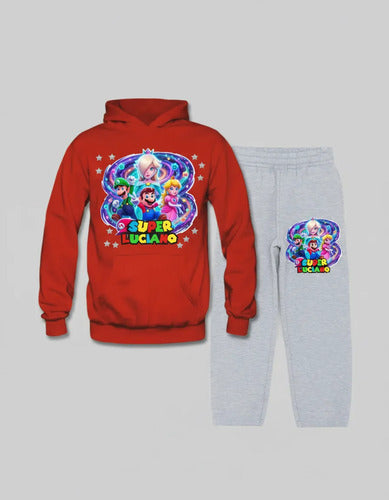 Buzo Super Mario Galaxy Poleron Pantalon Personalizado Niño