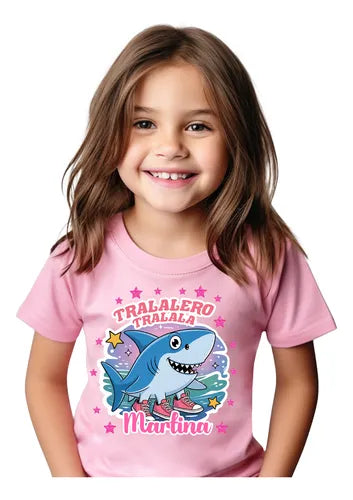 Polera Tralalero Tralala Niñas Personalizada Algodón 100%