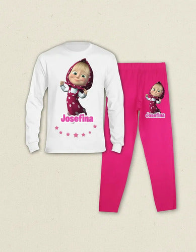 Pijama Largo Masha Y El Oso Niña Personalizado Algodón