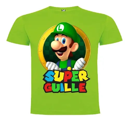 Polera Luigi Bros Personalizada Niños 100% Algodón