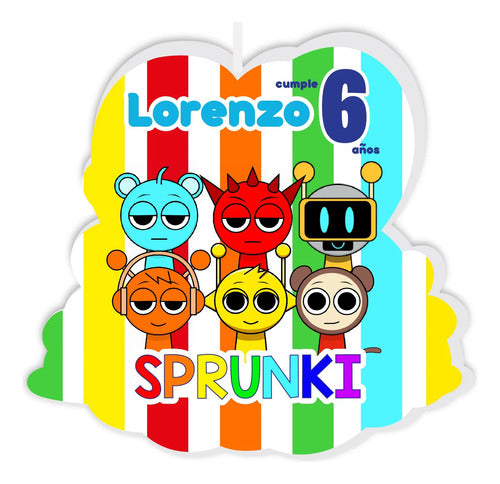 Vela De Cumpleaños Sprunki Personalizada Niños