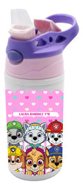 Botella Agua Colegio Paw Patrol Niñas Personalizada Blanco
