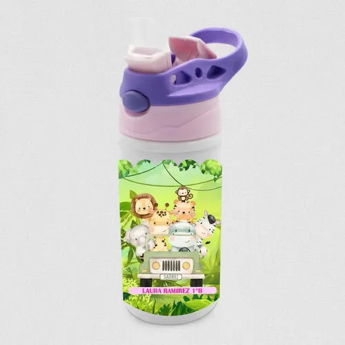 Botella Agua Colegio Animales Safari Personalizada