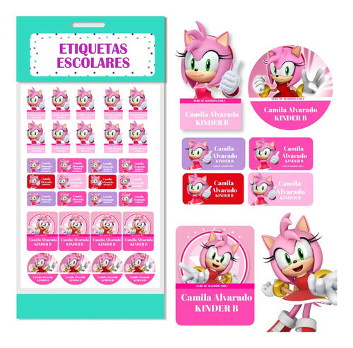Etiquetas Escolares Personalizadas Amy Rose Ropa Utiles
