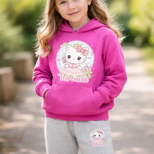 Buzo Niñas Gatita Unicornio Personalizado Conjunto Deportivo