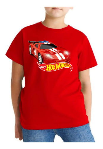 Polera Color Algodón 100% Niños Autos Hot Wheels