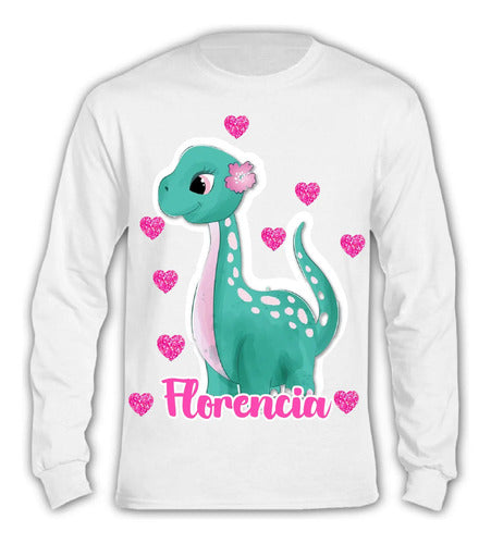 Pijama Largo Dinosaurios Niñas Personalizado Algodon