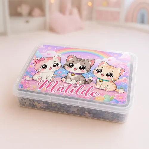 Puzzle Rompecabezas Personalizado Gatitas Kawaii Nombre