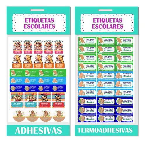 Etiquetas Escolares Personalizadas Capibara Niño Utile Ropa
