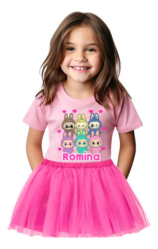 Disfraz Vestido Labubu  Polera + Tutú Niñas Detalles Glitter