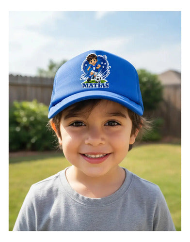Jockey Personalizado Futbol Nombre Numero Niño Ajustable Azul S Futbol Niño Azul