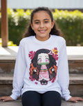 Camiseta Polar Manga Larga Polera Niñas Nezuko Kawaii