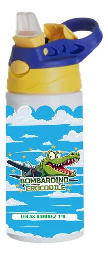 Botella Agua Bombardino Cocodrilo Personalizada Niños