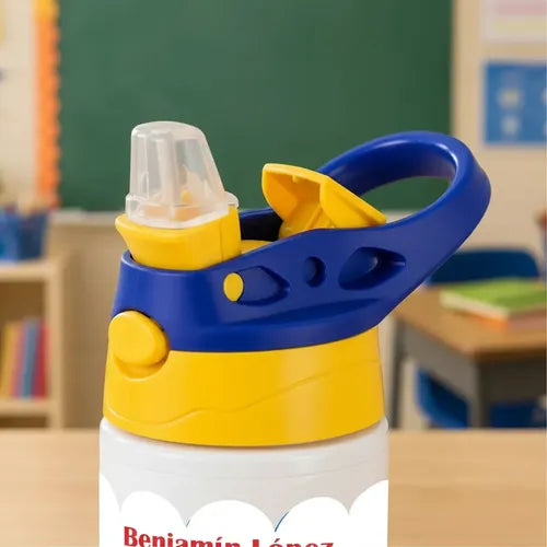 Botella 31 Minutos Personalizada Niños Escolar Con Nombre Blanco