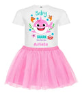 Conjunto Baby Shark Niña Polera Tutu Cumpleaños Disfraz