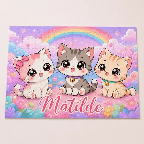 Puzzle Rompecabezas Personalizado Gatitas Kawaii Nombre