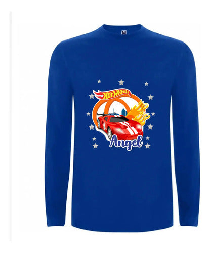 Polera Hot Wheels Personalizada  Manga Larga 100% Algodon