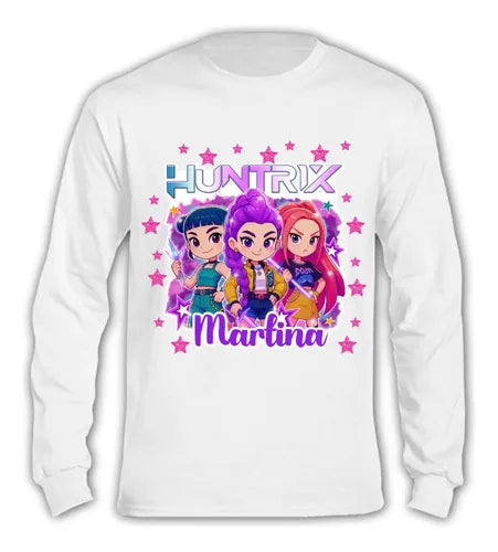 Polera Larga Huntrix Demon Hunters K Pop Personalizada Niñas