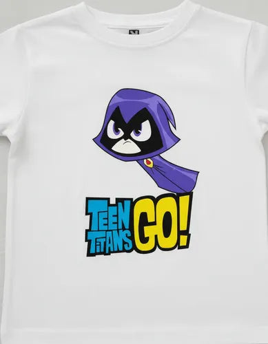 Polera Blanca Algodón 100% Niños Jovenes Titanes Raven