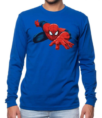 Polera Manga Larga Algodón Niños Spiderman