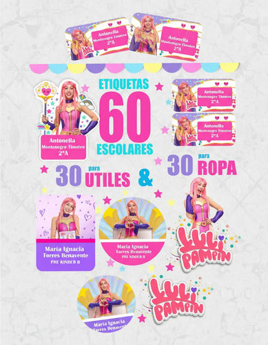 Etiquetas Escolares Personalizadas Luli Pampin Utiles Ropa Rosa Unica