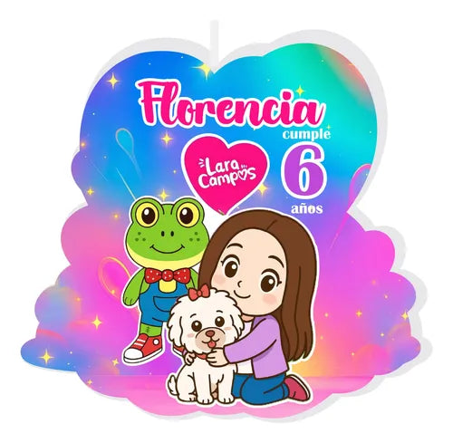 Vela De Cumpleaños Lara Campos Personalizada Decorativa