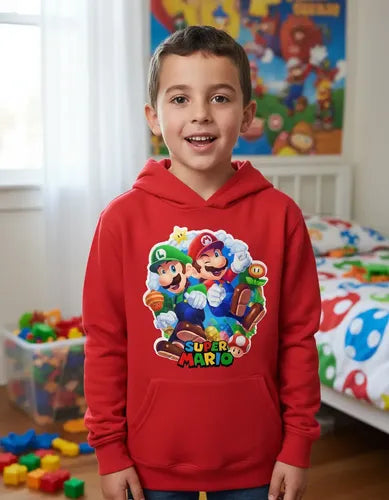 Polerón Canguro Super Mario Bros Y Luigi Niños D3