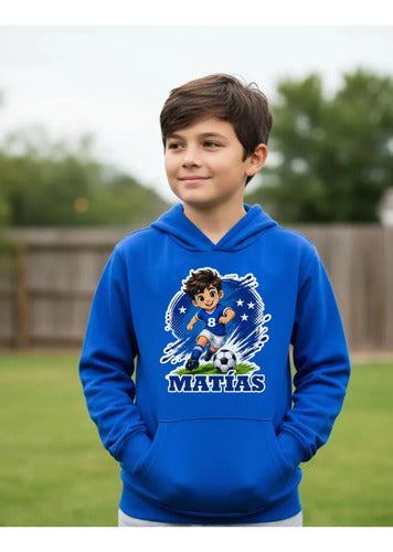 Polerón Canguro Futbol Niño Personalizado Nombre Numero