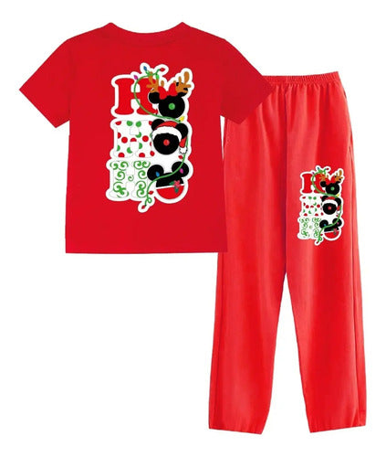 Pijama Largo Mickey Ho Ho Ho 2 Navidad Niños Algodón