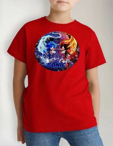 Polera Color Algodón 100% Niño Sonic 3 Pelicula Shadow