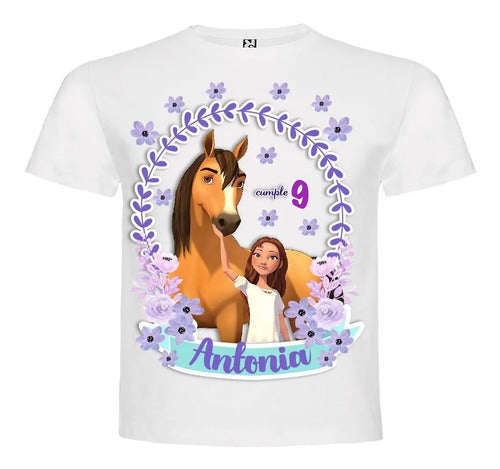 Polera Spirit Niña Cumpleaños Personalizada 100% Algodón