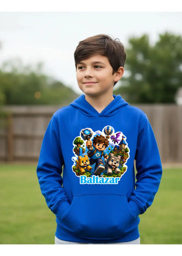 Polerón Canguro Videojuegos Bloques Pixel Niño Personalizado