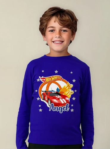 Polera Hot Wheels Personalizada  Manga Larga 100% Algodon