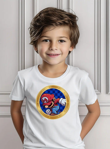 Polera Color Algodón 100% Niños Mario