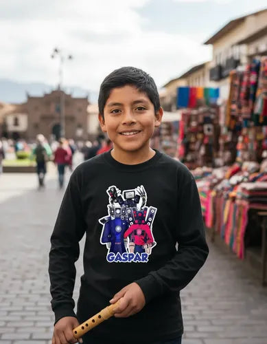 Polera Skibidi Toilet Manga Larga Personalizada Niños Algodo
